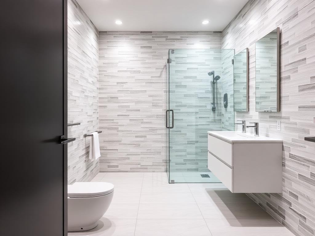 Modern remodeled bathroom with new tile