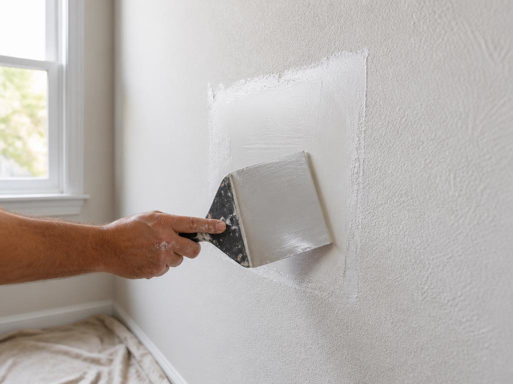 Seamless drywall patch repair with matching texture